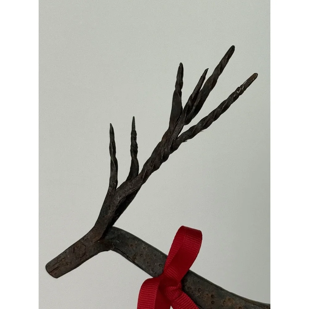 Handmade Rustic Iron Christmas Reindeer‎ Set of 3 - Twisted Antlers Patina Decor